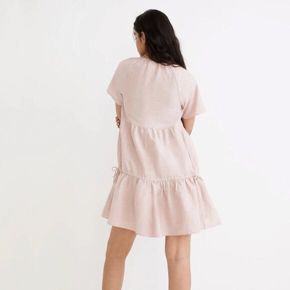 Madewell Linen-Blend Lorelei Mini Dress in Dusty Blush Pink - Picture 3 of 11